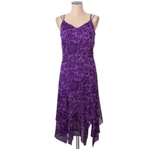 THE PYRAMID COLLECTION PURPLE BOHO GYPSY PRINT CHIFFON LAYER DRESS 4